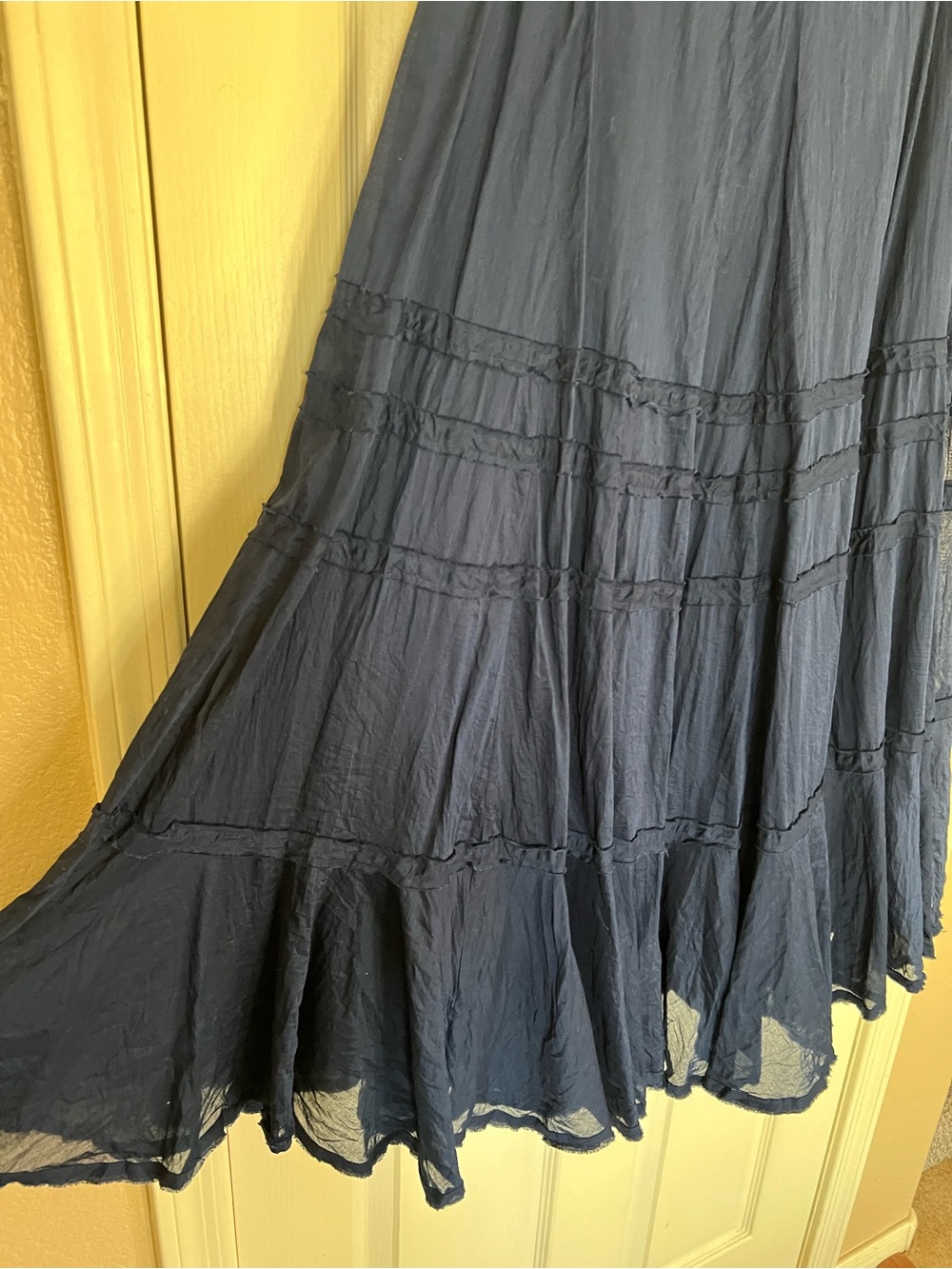 Lauren Ralph Lauren Navy Tiered Ruffle Maxi Skirt 14 100% Cotton - Picture 3 of 8
